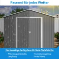 Thanaddo 8×6ft Gerätehaus Metall Groß Geräteschuppen 240x192x191 cm mit Fundamentrahmen, Wetterfest Gartenhaus mit Satteldach & Abschließbarer Tür, Gartenschuppen für Outdoor Garten Hinterhof, Grau - Thumbnail 6