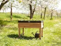 Großes Hochbeet aus Kirschbaum Holz für Garten Balkon Terrasse, Pflanzkasten Bausatz XL hochwertig rechteckig mit Innen-Folie, Kräuterbeet Pflanzenkasten deko, dunkel-braun schwarz - Thumbnail 2
