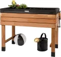 Großes Hochbeet aus Kirschbaum Holz für Garten Balkon Terrasse, Pflanzkasten Bausatz XL hochwertig rechteckig mit Innen-Folie, Kräuterbeet Pflanzenkasten deko, dunkel-braun schwarz - Thumbnail 1