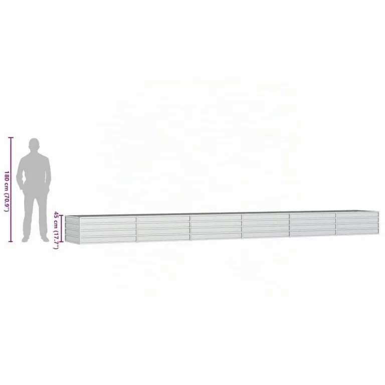 vidaXL Garten Hochbeet Pflanzkasten Pflanzbeet Gemüsebeet Blumenbeet Blumenkasten Frühbeet Gartenbeet Blumenkübel Pflanzkübel 600x80x45cm Verzinkter Stahl Silbern – Bild 4