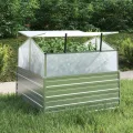vidaXL Garten Hochbeet mit Gewächshaus Pflanzkasten Pflanzbeet Gemüsebeet Blumenbeet Blumenkasten Frühbeet Gartenbeet Blumenkübel Pflanzkübel 100x100x85cm Silbern - Thumbnail 3