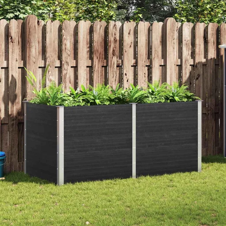 vidaXL Garten Hochbeet Pflanzkasten Pflanzbeet Gemüsebeet Blumenbeet Blumenkasten Frühbeet Gartenbeet Blumenkübel Pflanzkübel 200x100x91cm WPC Grau – Bild 2
