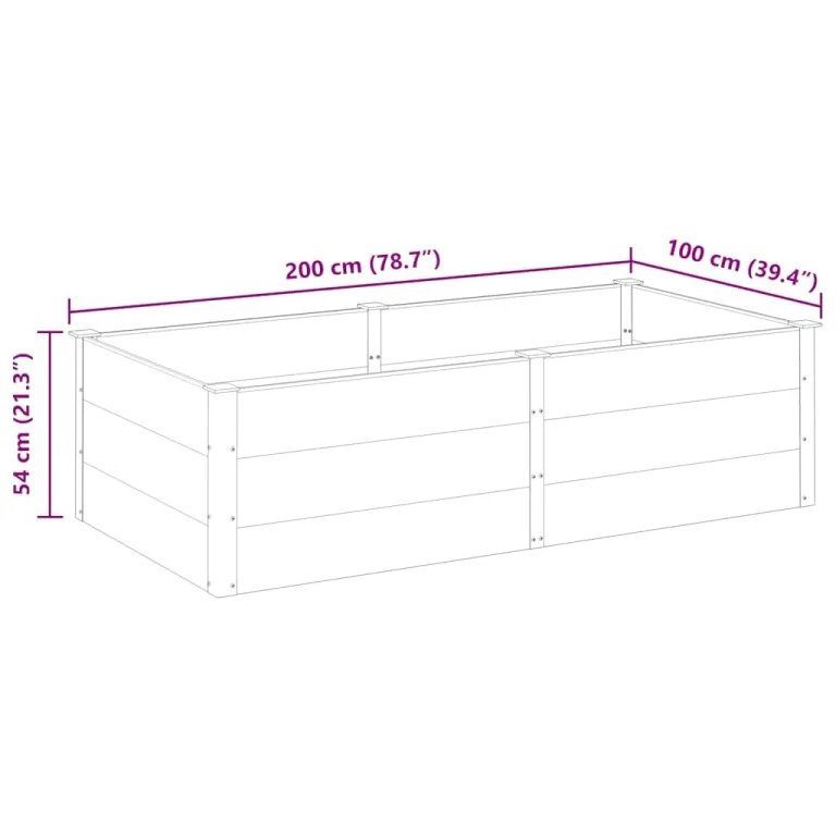 vidaXL Garten Hochbeet Pflanzbeet Gemüsebeet Pflanzkasten Blumenbeet Blumenkasten Blumenkübel Pflanzkübel Frühbeet 200x100x54cm WPC Grau – Bild 3