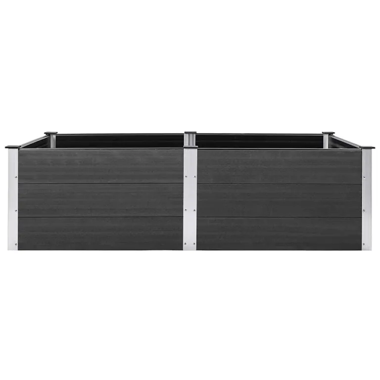 vidaXL Garten Hochbeet Pflanzbeet Gemüsebeet Pflanzkasten Blumenbeet Blumenkasten Blumenkübel Pflanzkübel Frühbeet 200x100x54cm WPC Grau – Bild 7