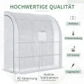 Outsunny Foliengewächshaus Tomatengewächshaus mit Mesh Fenster, Treibhaus mit aufrollbaren Türen, Anzuchthaus mit UV Schutz, Weiß, 200 x 100 x 215 cm - Thumbnail 3