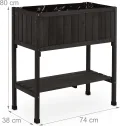 Relaxdays Hochbeet, Folie, Ablage, HxBxT: 80 x 74 x 38 cm, Garten, Balkon & Terrasse, Pflanztisch, Tannenholz, schwarz - Thumbnail 6