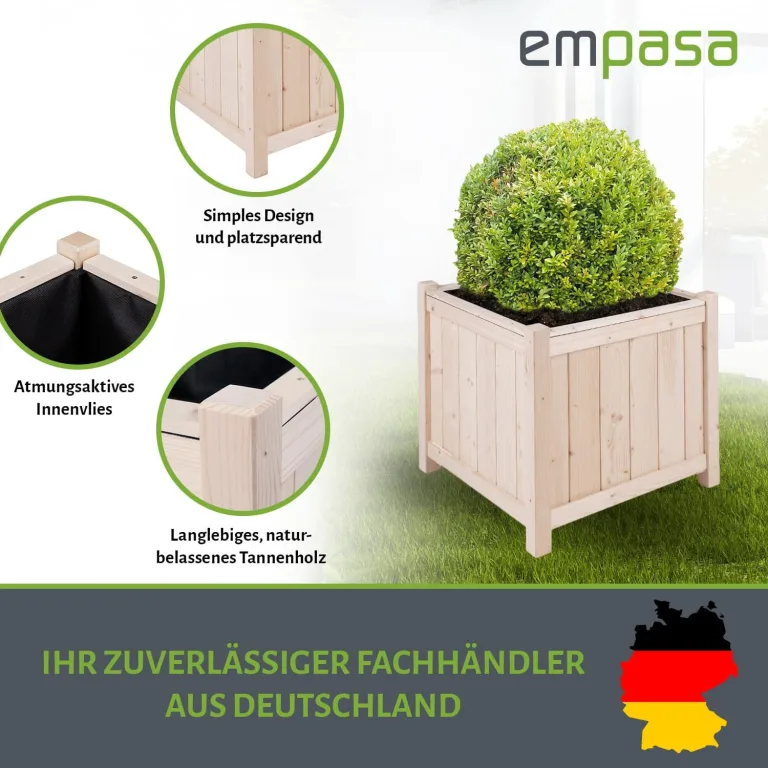 empasa Hochbeet Blumenkasten Kräuterbeet Frühbeet Pflanzkübel Pflanzkasten aus Holz für Garten, Balkon und Terrasse, Ausführung:Bloom L - 45 x 45 x 45 cm – Bild 3