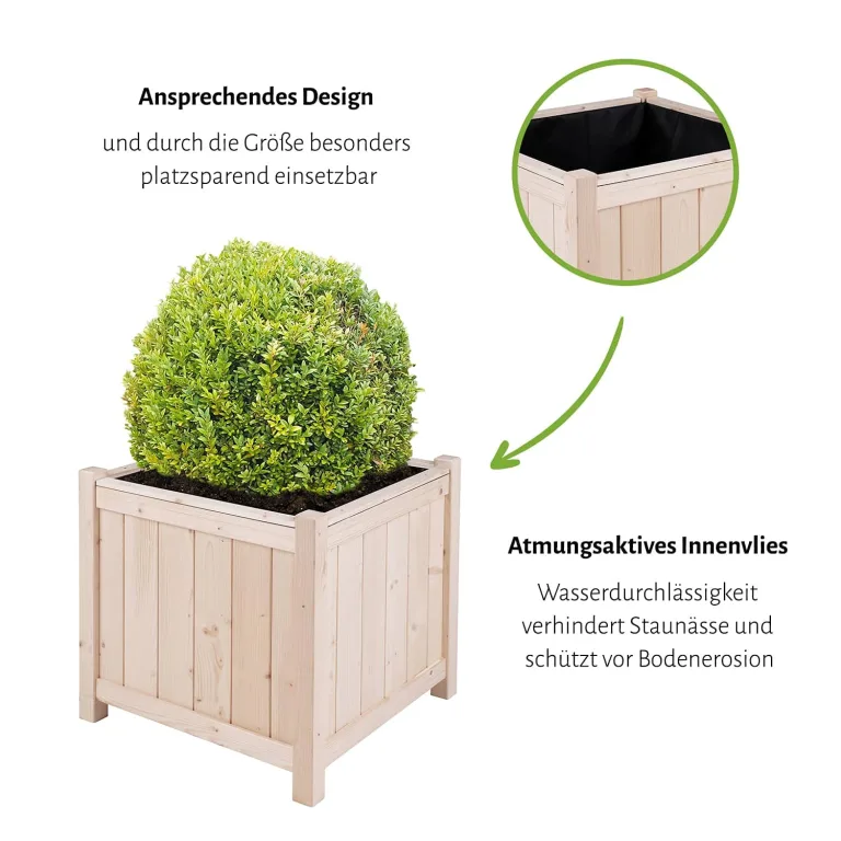 empasa Hochbeet Blumenkasten Kräuterbeet Frühbeet Pflanzkübel Pflanzkasten aus Holz für Garten, Balkon und Terrasse, Ausführung:Bloom L - 45 x 45 x 45 cm – Bild 5