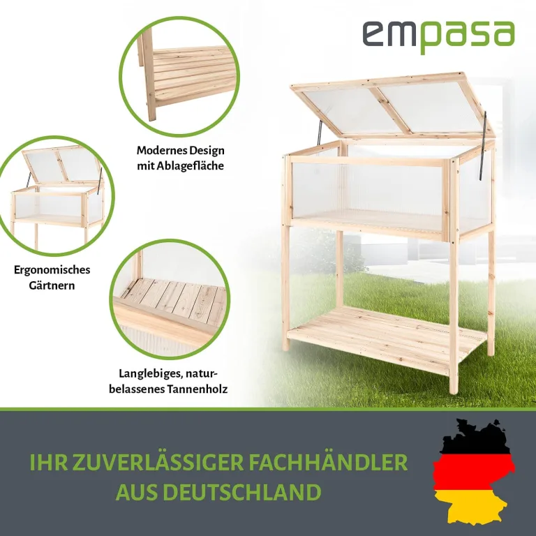 empasa Hochbeet Blumenkasten Kräuterbeet Frühbeet Pflanzkübel Pflanzkasten aus Holz für Garten, Balkon und Terrasse, Ausführung:Deluxe - 84 x 95 x 103/95 cm – Bild 3
