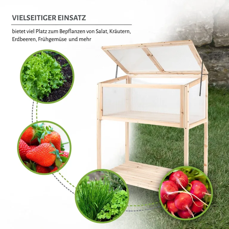 empasa Hochbeet Blumenkasten Kräuterbeet Frühbeet Pflanzkübel Pflanzkasten aus Holz für Garten, Balkon und Terrasse, Ausführung:Deluxe - 84 x 95 x 103/95 cm – Bild 4