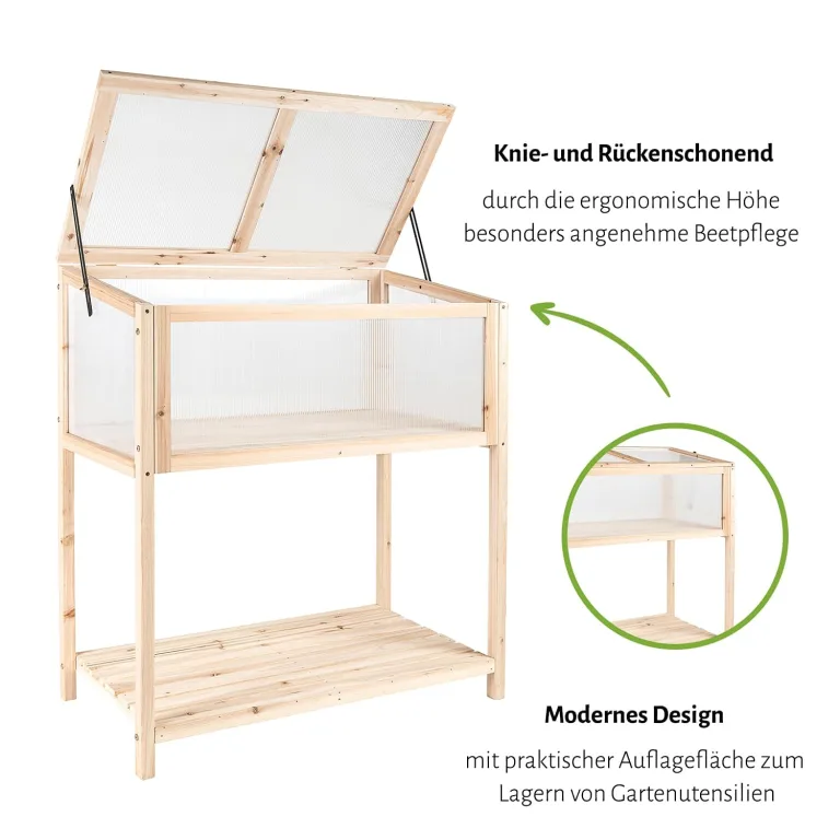 empasa Hochbeet Blumenkasten Kräuterbeet Frühbeet Pflanzkübel Pflanzkasten aus Holz für Garten, Balkon und Terrasse, Ausführung:Deluxe - 84 x 95 x 103/95 cm – Bild 5