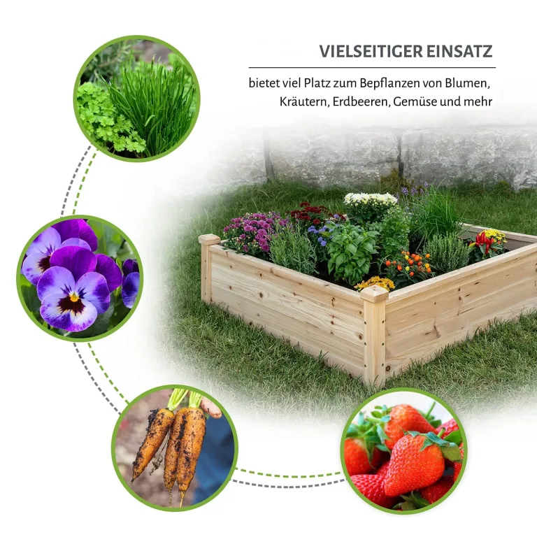 empasa Hochbeet Blumenkasten Kräuterbeet Frühbeet Pflanzkübel Pflanzkasten aus Holz für Garten, Balkon und Terrasse, Ausführung:Classic - 102 x 102 x 30 cm – Bild 4