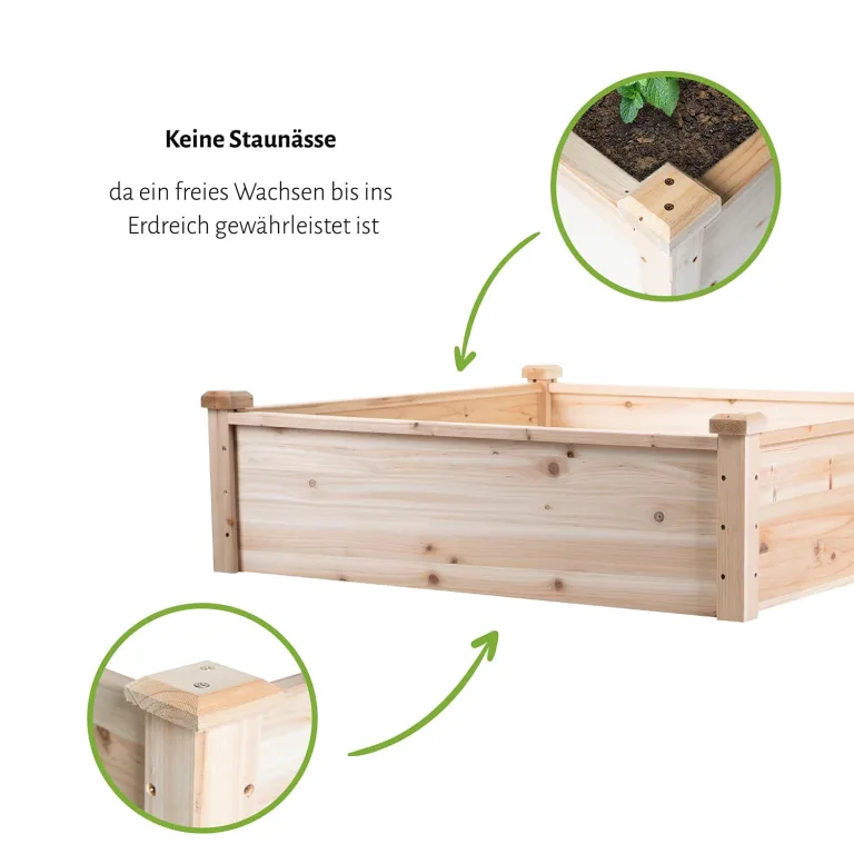 empasa Hochbeet Blumenkasten Kräuterbeet Frühbeet Pflanzkübel Pflanzkasten aus Holz für Garten, Balkon und Terrasse, Ausführung:Classic - 102 x 102 x 30 cm – Bild 6