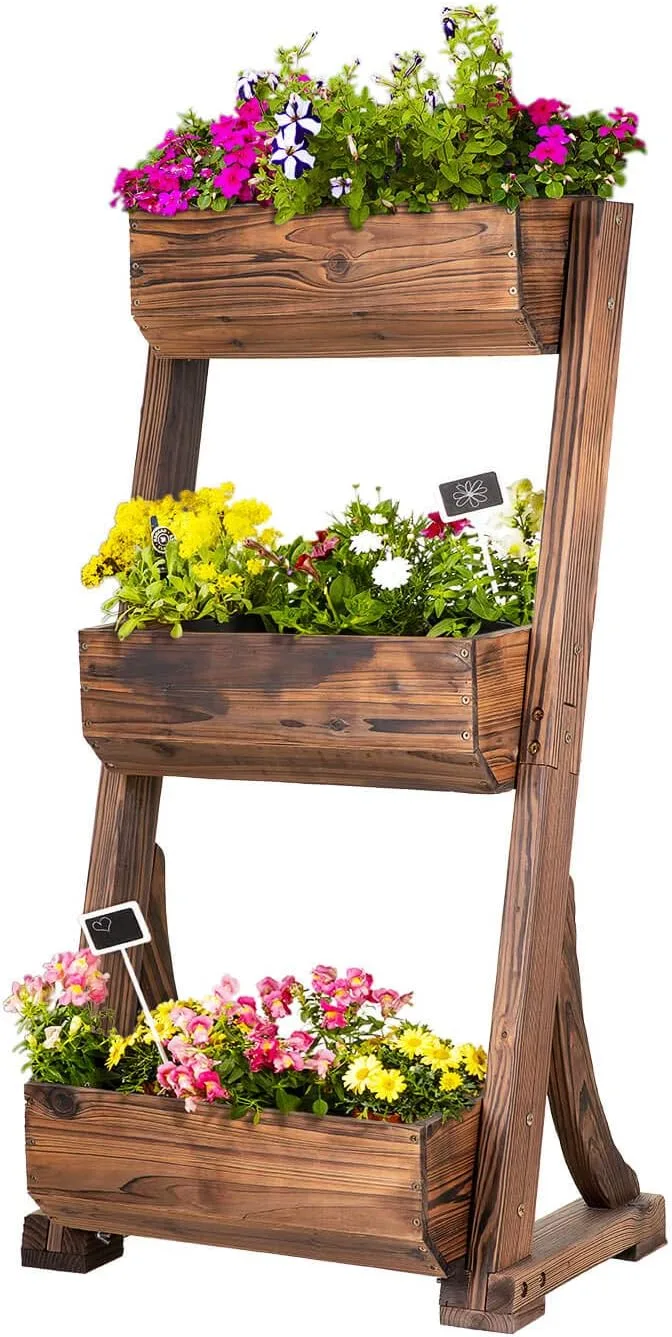 empasa Hochbeet Blumenkasten Kräuterbeet Frühbeet Pflanzkübel Pflanzkasten aus Holz für Garten, Balkon und Terrasse, Ausführung:Raise 3-62 x 47 x 119 cm