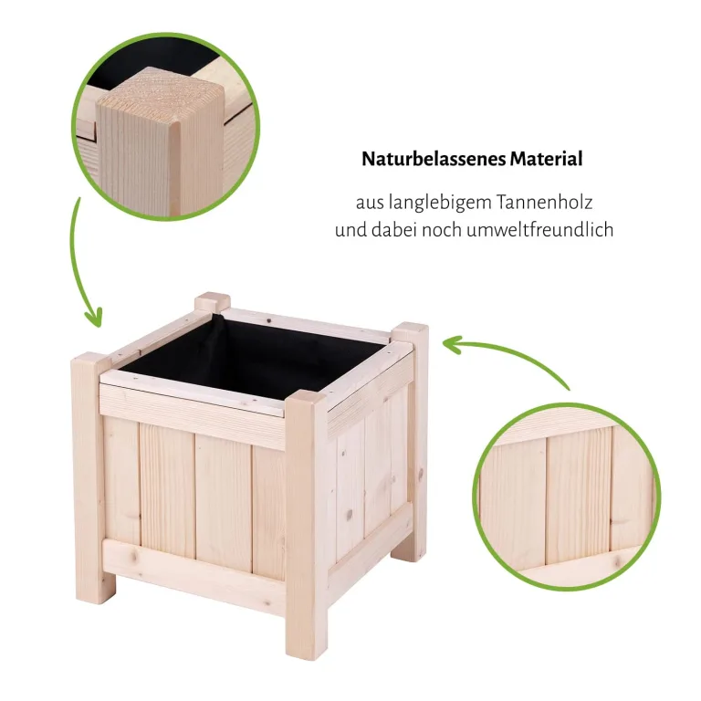 empasa Hochbeet Blumenkasten Kräuterbeet Frühbeet Pflanzkübel Pflanzkasten aus Holz für Garten, Balkon und Terrasse, Ausführung:Bloom S - 30 x 30 x 30 cm – Bild 6
