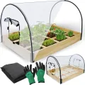holz4home® Gemüsebeet aus Tannenholz I 115x80x68 cm I Treibhaus mit Abnehmbarer Folie I inkl. Gartenhandschuhe & Einlegevlies I Frühbeet Anzuchtbeet Gartenbeet Blumenbeet Hochbeet - Thumbnail 1