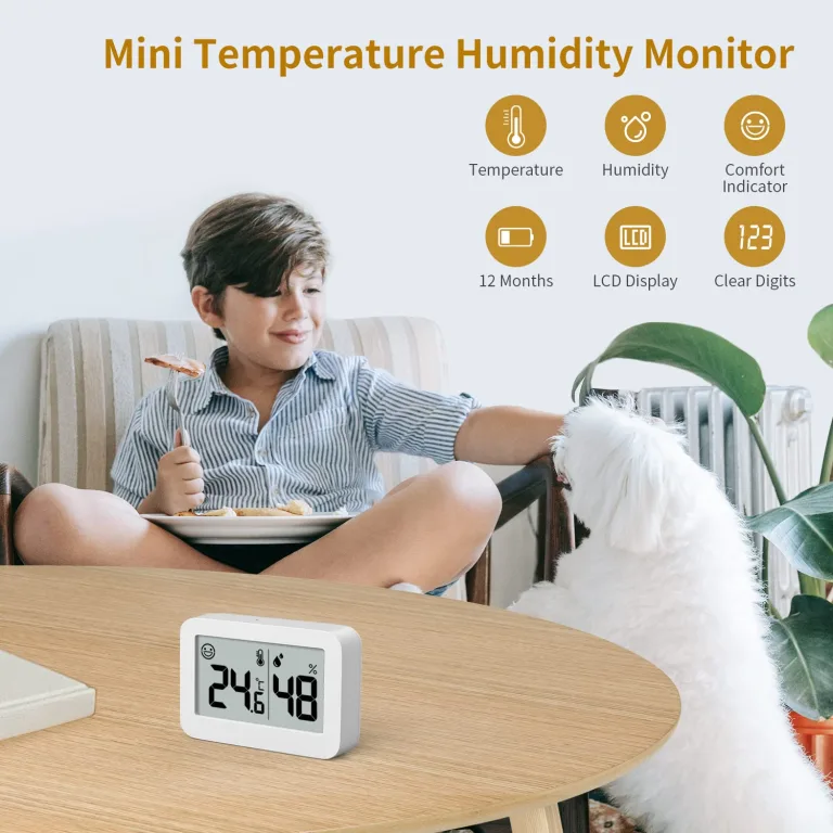 DOOMAY Mini Innenthermometer, Feuchtigkeitsmessgerät mit Celsius (℃), Luftfeuchtigkeitsmesser, digitaler Temperaturmonitor für Gewächshaus, Babyzimmer, Keller, Reptilienbrüter – Bild 6