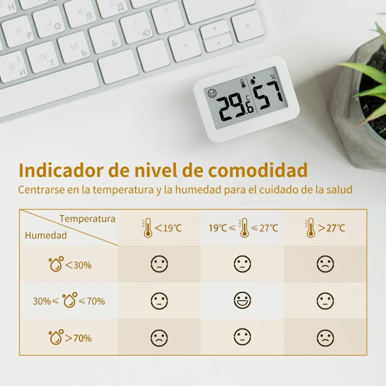 DOOMAY Mini Innenthermometer, Feuchtigkeitsmessgerät mit Celsius (℃), Luftfeuchtigkeitsmesser, digitaler Temperaturmonitor für Gewächshaus, Babyzimmer, Keller, Reptilienbrüter – Bild 3