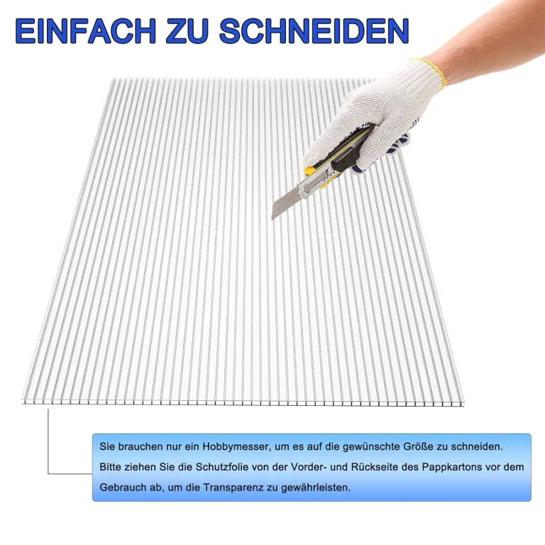 HENGMEI 14x Polycarbonat Platte Doppelstegplatten Transparent 4 mm PC Hohlkammerstegplatten Witterungsbeständig und UV-beständigen für Gewächshaus, Garten Treibhaus, 10,25 m² – Bild 5