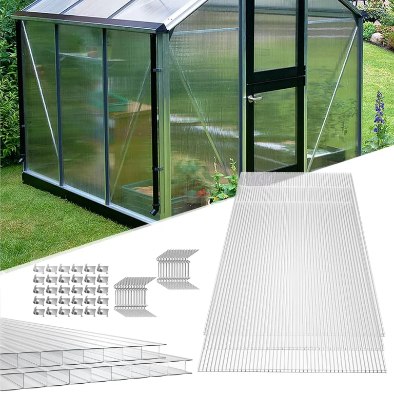 HENGMEI 14x Polycarbonat Platte Doppelstegplatten Transparent 4 mm PC Hohlkammerstegplatten Witterungsbeständig und UV-beständigen für Gewächshaus, Garten Treibhaus, 10,25 m² – Bild 1