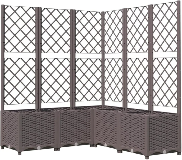 vidaXL Pflanzkübel mit Rankgitter Blumenkübel Pflanzkasten Blumentopf Blumenkasten Rankhilfe Spalier Gartenspalier Braun 120x120x136cm PP – Bild 2
