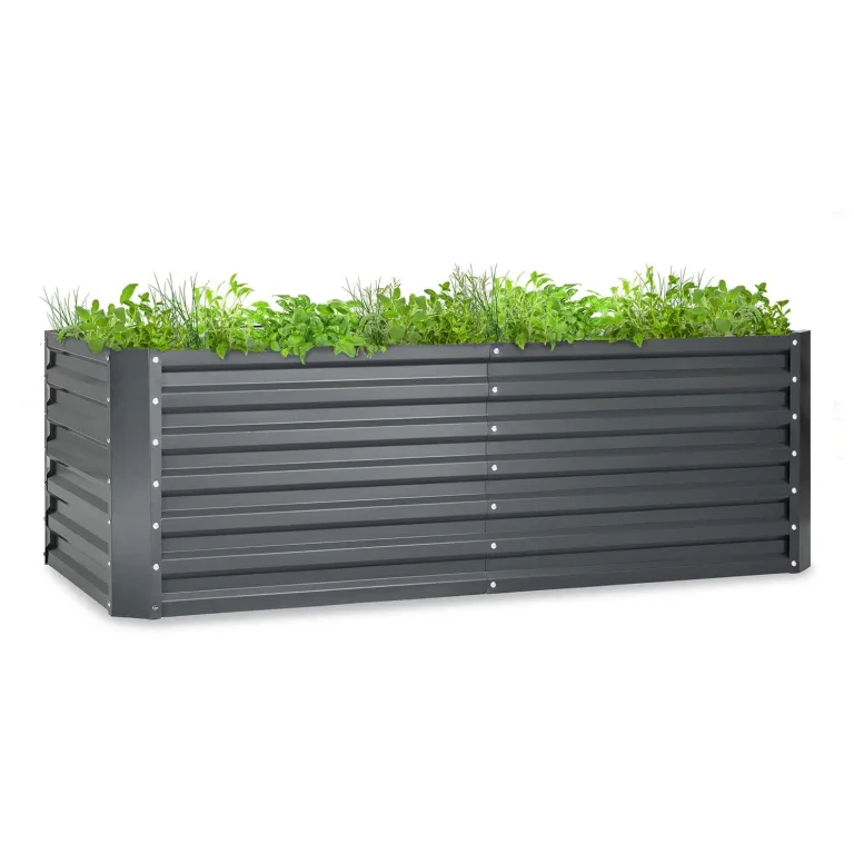 blumfeldt Hochbeet - Großes Kräuterbeet mit Einfachem Aufbau für Garten & Balkon, Freistehendes Gemüsebeet für Blumen, Obst & Gemüse aus Metall, Gartenbeet 180 x 60 x 90 cm, Grau – Bild 1