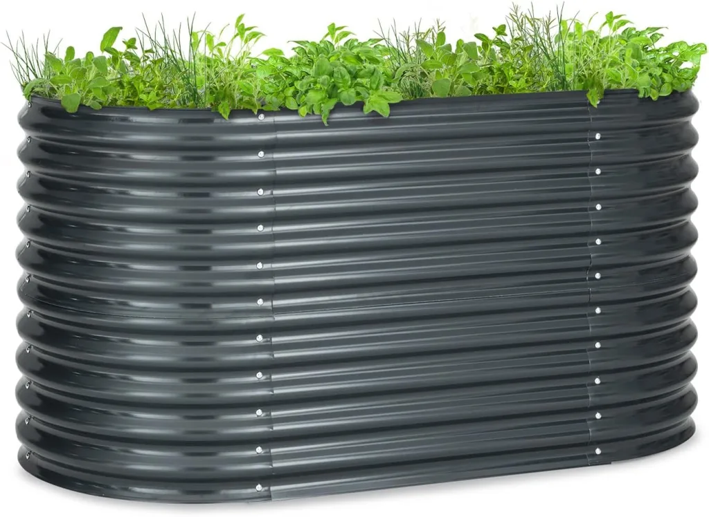 blumfeldt Hochbeet, Großes Kräuterbeet Einfacher Aufbau, Garten & Balkon, Freistehendes Gemüsebeet für Blumen, Obst & Gemüse, aus Metall, Gartenbeet 160 x 80 x 80 cm, Grau