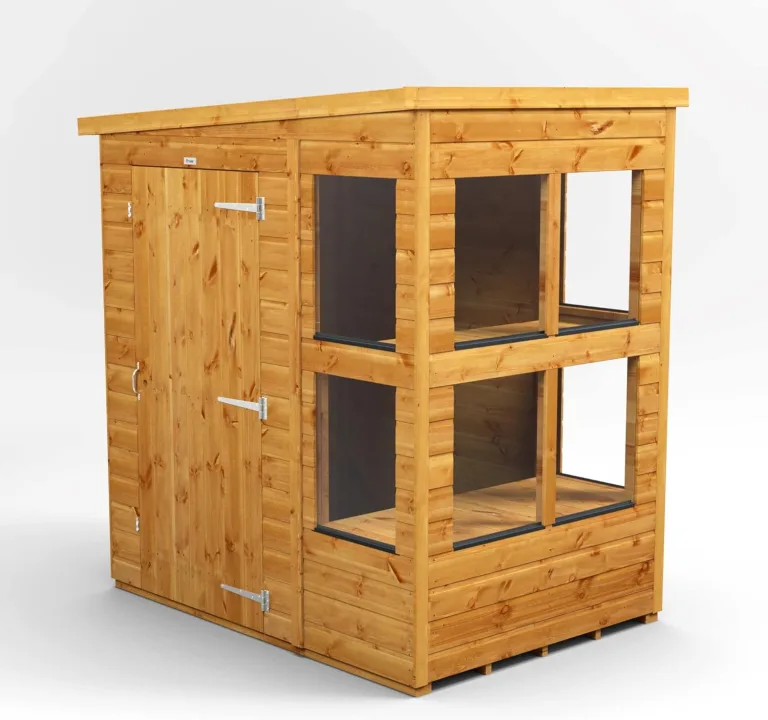 Powersheds Hochwertige Grad Pultdach Holz-Gewächshaus mit Sicherheitsfunktionen, PVC-Fensterbänke, Tür & Fenster anpassbar, aus 12 mm extra dickem Gradsholz & gehärtetem Glas – Bild 1