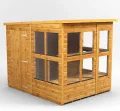 Powersheds Hochwertige Grad Pultdach Holz-Gewächshaus mit Sicherheitsfunktionen, PVC-Fensterbänke, Tür & Fenster anpassbar, aus 12 mm extra dickem Gradsholz & gehärtetem Glas - Thumbnail 2