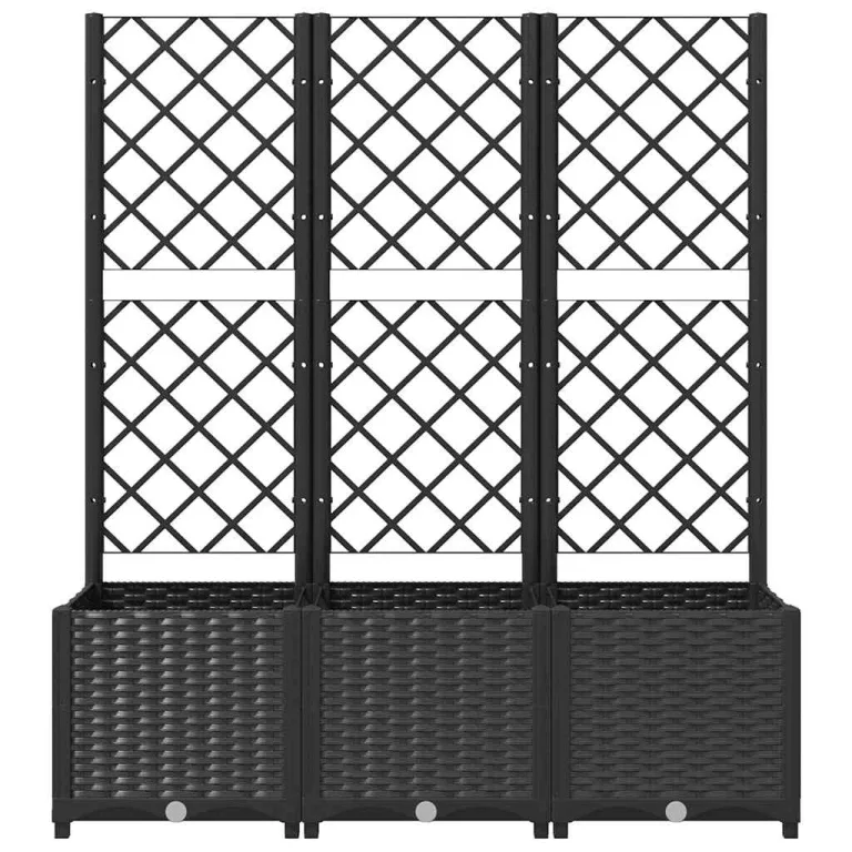 vidaXL Pflanzkasten mit Spalier, PP, Schwarz, 120x40x136 cm, Hochbeet für Terrasse & Balkon, Garten, Pflanzenstütze, DIY Pflanzkasten – Bild 5