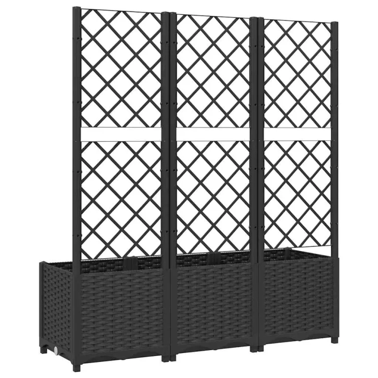 vidaXL Pflanzkasten mit Spalier, PP, Schwarz, 120x40x136 cm, Hochbeet für Terrasse & Balkon, Garten, Pflanzenstütze, DIY Pflanzkasten – Bild 7