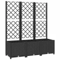 vidaXL Pflanzkasten mit Spalier, PP, Schwarz, 120x40x136 cm, Hochbeet für Terrasse & Balkon, Garten, Pflanzenstütze, DIY Pflanzkasten - Thumbnail 1