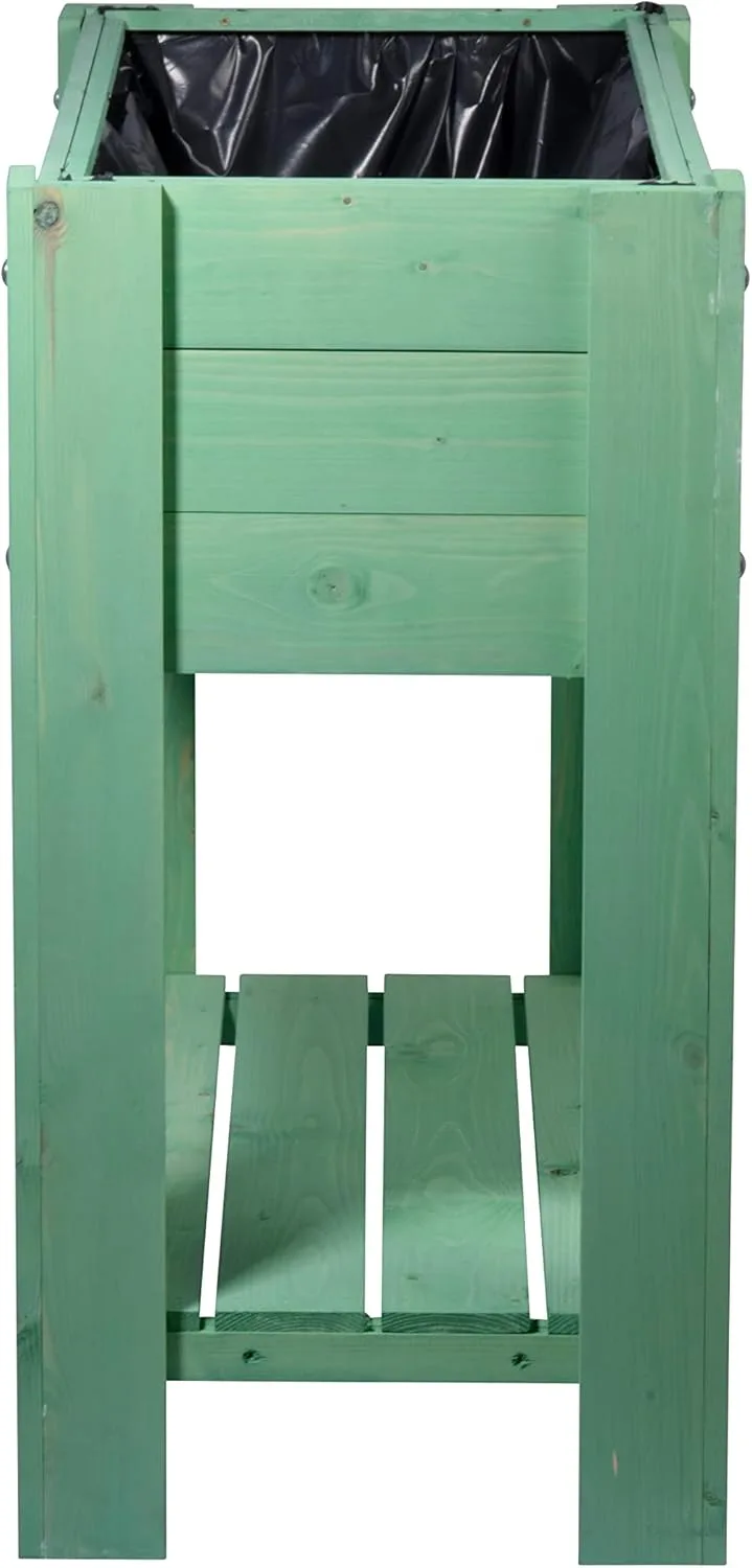 dobar® 58292FSCe Hochbeet Urban mit Ablagefläche |Erhöhtes Gemüsebeet | Salatbeet aus Massiv-Holz | Pflanzkasten für Balkon/Garten/Terrasse | 80 x 40 x 78 cm | Mintgrün – Bild 2
