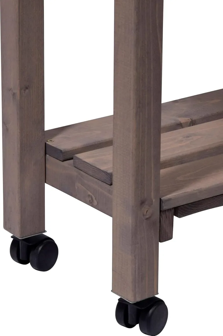 dobar® 58188e rollbares Hochbeet mit Rankgitter | Pflanzkasten auf Rollen | Blumenbeet aus Massiv-Holz | Schmales Kräuterbeet für Garten/Terrasse/Balkon | 79 x 28,5 x 130 cm | Grau – Bild 3