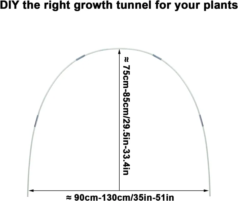 Gewächshaus-Hoops 30 Stück 7 Ft Abnehmbaren Gewächshaus-Ringe für Pflanzenabdeckung Folientunnel Gewächshausreifen bögen Kunststoff Glasfaser Pflanztunnel for Gartenstoff Gartenpfähle (Weiß) – Bild 4