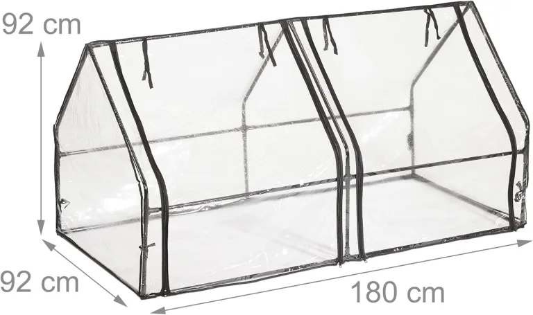 Relaxdays Folienfrühbeet, HxBxT: 92 x 180 x 92 cm, 2 Türen, Frühbeet & Aufzucht, Gewächshaus, PVC Folie, transparent – Bild 5