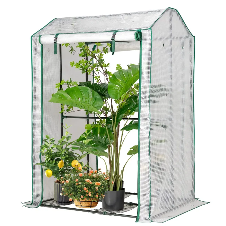 RELAX4LIFE Gewächshaus Klein, Tomatengewächshaus Winter Pflanzenschutz Foliengewächshaus, Tomatenhaus mit Bodennägel für Gemüse Blumen Balkon Garten (100 x 81 x 150 cm, Transparent) – Bild 1