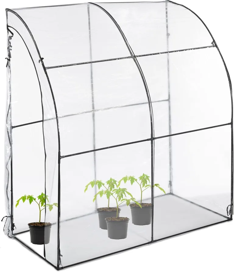 Relaxdays Tomatengewächshaus, PVC-Folie, HBT: 215 x 200 x 100 cm, begehbares Foliengewächshaus, transparent/schwarz – Bild 1