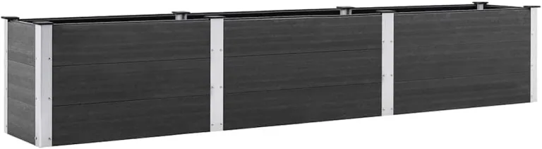 vidaXL Garten Hochbeet Pflanzkasten Gemüsebeet Blumenbeet Pflanzbeet Kräuterbeet Gartenbeet Blumenkasten Witterungsbeständig 300x50x54cm WPC Grau – Bild 2