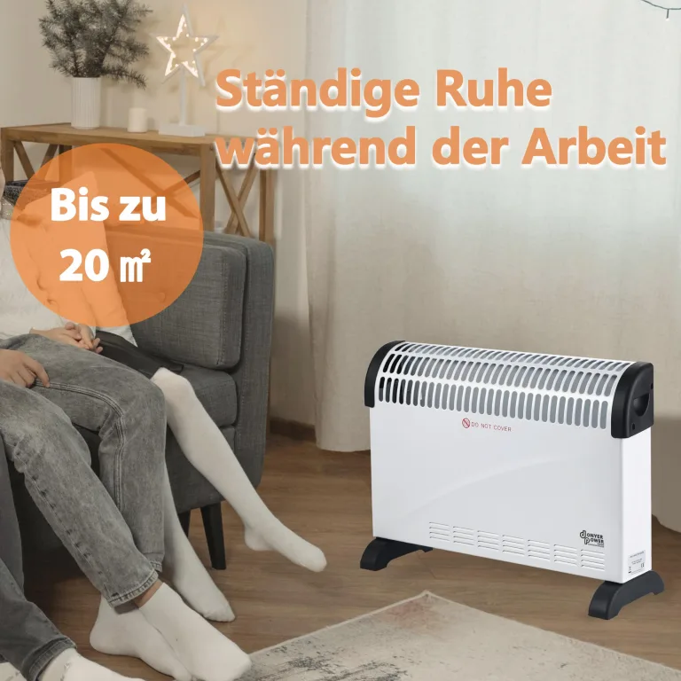 DONYER POWER 2KW Konvektor mit Thermostat – Leise – Wandmontage | 3 Heizstufen (750W/1250W/2000W) – Leiser Betrieb – Stand- & Wandmontage – Sofort einsatzbereit – Bild 3