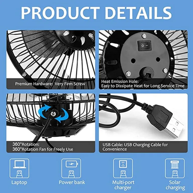 Lüfter mit Solarpanel-Antrieb, 6V 2W Tragbarer Mini-Solarventilator, USB-Solar-Abluftventilator, Outdoor Camping Wohnwagen Yacht Gewächshaus Hundehütte Hühnerstall Ventilator, Auto-Belüftungssystem – Bild 4
