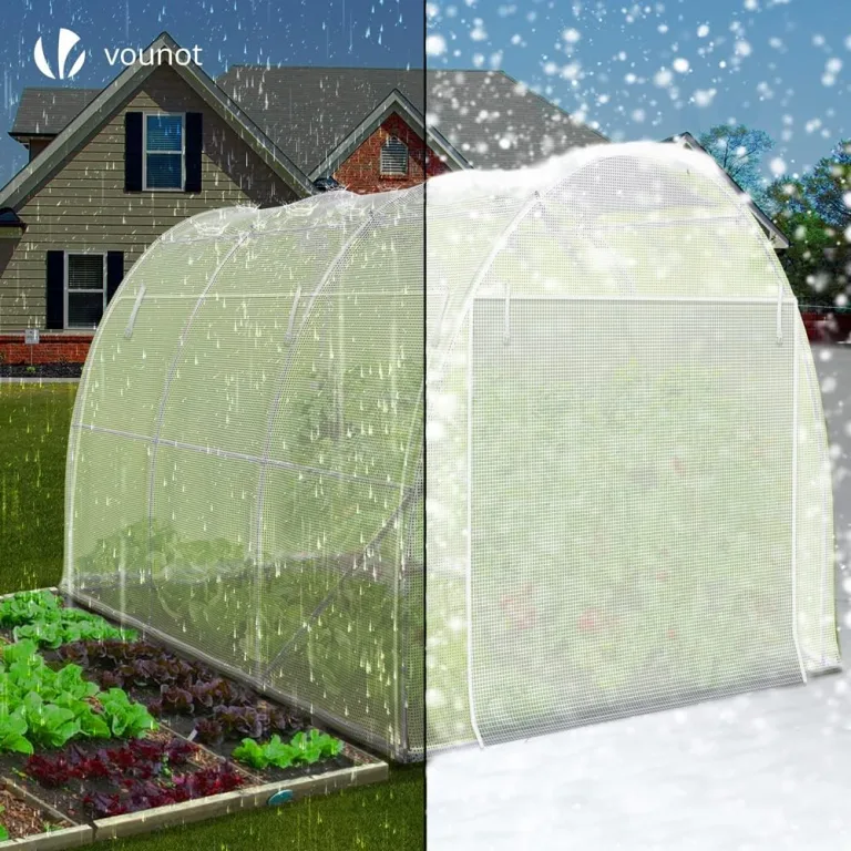 VOUNOT® Gewächshaus Foliengewächshaus, Seitenwände Aufrollbar Winterfest, Tomatenhaus Folientunnel, 3x2x2m 6m², Weiß – Bild 5