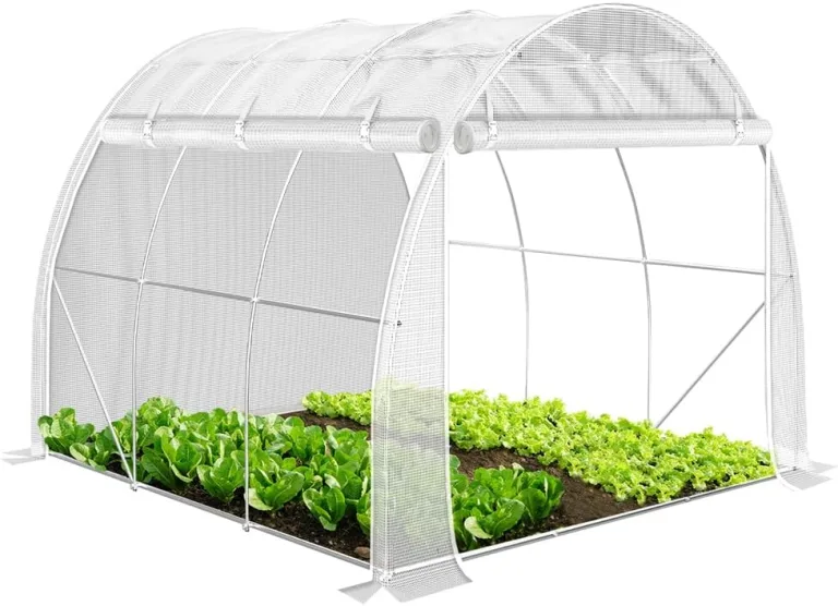 VOUNOT® Gewächshaus Foliengewächshaus, Seitenwände Aufrollbar Winterfest, Tomatenhaus Folientunnel, 3x2x2m 6m², Weiß – Bild 2