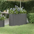 vidaXL Hochbeet, Wetterfestes Hochbeet für Garten Balkon Terrasse, Kräuterhochbeet zum Selber Bauen, Pflanzkasten aus Metall, Verzinkter Stahl Grau - Thumbnail 2