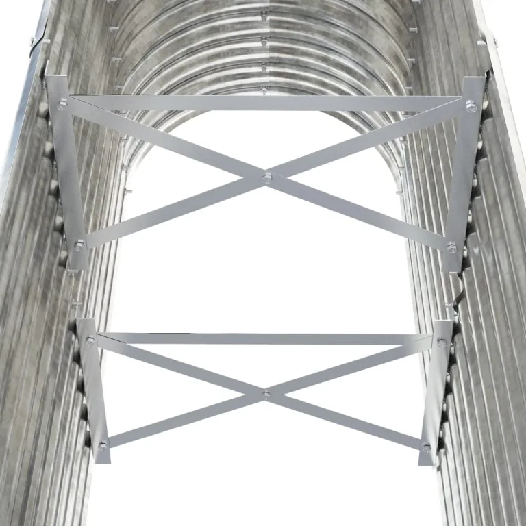 vidaXL Hochbeet, Wetterfestes Hochbeet für Garten Balkon Terrasse, Kräuterhochbeet zum Selber Bauen, Pflanzkasten aus Metall, Verzinkter Stahl Silbern – Bild 4