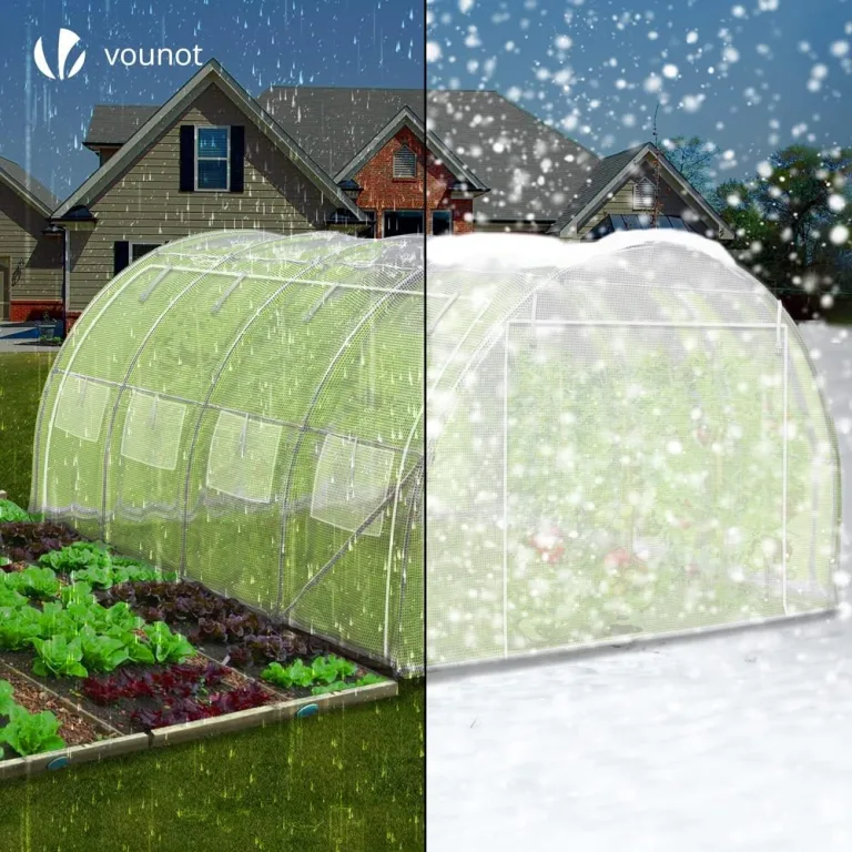 VOUNOT® Gewächshaus Foliengewächshaus, Seitenwände Aufrollbar Winterfest, Tomatenhaus Folientunnel, 4x3x2m 12m², Weiß – Bild 5