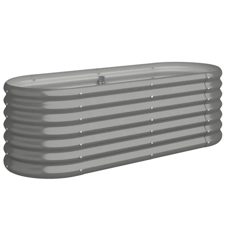 vidaXL Hochbeet, Wetterfestes Hochbeet für Garten Balkon Terrasse, Kräuterhochbeet zum Selber Bauen, Pflanzkasten aus Metall, Verzinkter Stahl Grau – Bild 1