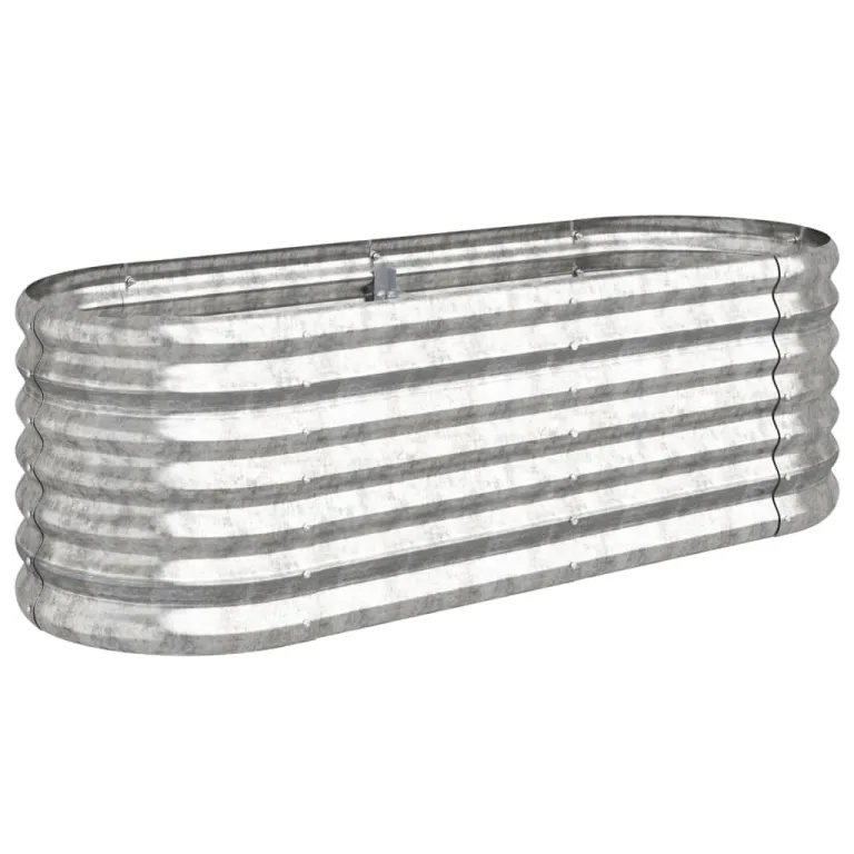 vidaXL Hochbeet, Wetterfestes Hochbeet für Garten Balkon Terrasse, Kräuterhochbeet zum Selber Bauen, Pflanzkasten aus Metall, Verzinkter Stahl Silbern – Bild 1