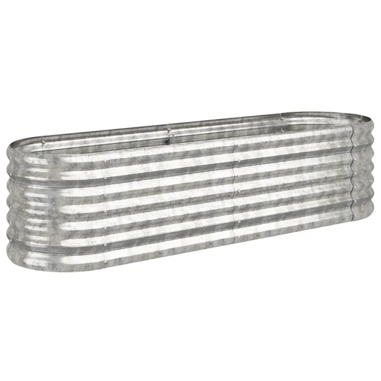 vidaXL Hochbeet, Wetterfestes Hochbeet für Garten Balkon Terrasse, Kräuterhochbeet zum Selber Bauen, Pflanzkasten aus Metall, Verzinkter Stahl Silbern – Bild 1