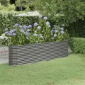 vidaXL Hochbeet, Wetterfestes Hochbeet für Garten Balkon Terrasse, Kräuterhochbeet zum Selber Bauen, Pflanzkasten aus Metall, Verzinkter Stahl Grau - Thumbnail 2